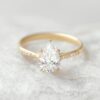 1.33 Pear Cut Minimalist Frame Setting Moissanite Engagement Ring in 14K Yellow Gold