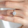 1.20 CT Round  Cut Hexagon Halo  6 Prong  Moissanite Solitaire Engagement Ring in 14K White Gold