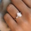 2.05 CT Oval Cut Three Stone Moissanite Engagement Ring in 14K White Gold