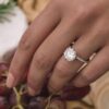 3.20 ct  Round cut Hidden Halo 6 prongs  Moissanite Solitaire Engagement Ring in 18K White Gold
