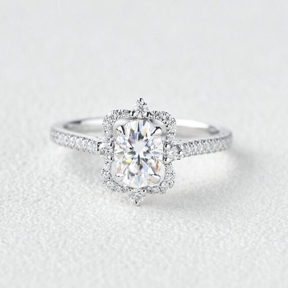 1.21 CT Oval Cut Moissanite Bridal Vintage Style Engagement Ring