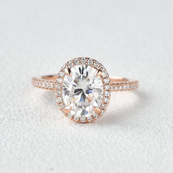 1.86 CT Oval Cut Moissanite Classic Halo Engagement Ring for Women's