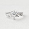1.28 CT Round Brilliant Cut Moissanite Bridal Engagement Ring with Curved Band