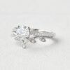 1.28 CT Round Brilliant Cut Moissanite Bridal Engagement Ring with Curved Band
