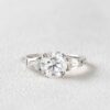 2.04 CT Round Brilliant Cut Moissanite Double Claw 3 Stone Engagement Ring