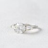2.04 CT Round Brilliant Cut Moissanite Double Claw 3 Stone Engagement Ring