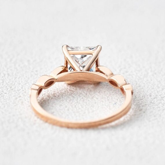 1.24 CT Princess Cut Solitaire Moissanite Vintage Engagement Ring