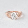 1.86 CT Oval Cut Solitaire Moissanite Cluster Engagement Ring