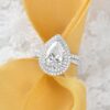 1.86 CT Pear Cut Moissanite Double Halo Engagement Ring with Full Eternity Wedding Band