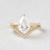 1.80 CT Pear Solitaire Moissanite Engagement Ring with Curved Wedding Band