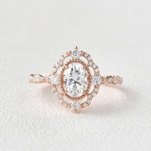 Vintage Style Halo Engagement Ring