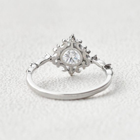 2.04 CT Round Brilliant Cut Solitaire Vintage Style Unique Moissanite Engagement Ring