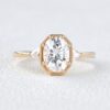 1.86 CT Oval Solitaire Moissanite Bezel Type 3 Stone Engagement Ring