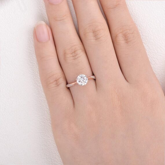 1.28 CT Round Brilliant Cut Solitaire Moissanite Perfect Engagement Ring