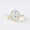 1.86 CT Oval Cut Moissanite 4 Prong Cluster Halo Engagement Ring