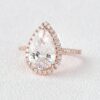 3.44 CT Pear Cut Moissanite Diamond Halo Engagement Ring