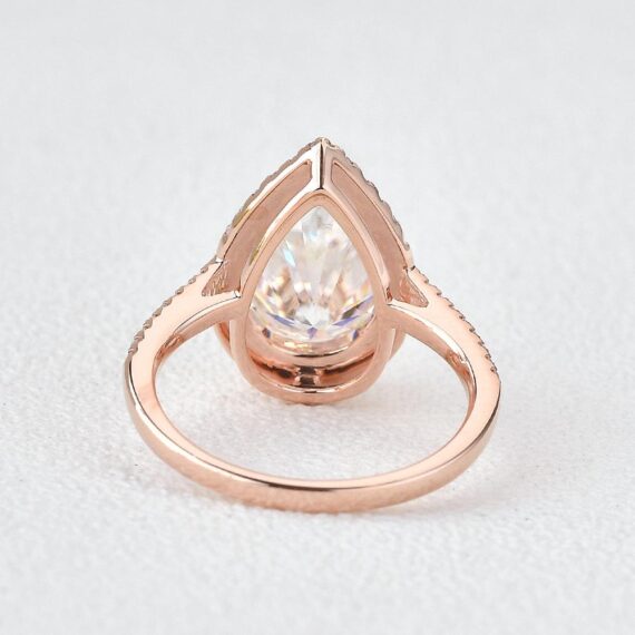 3.44 CT Pear Cut Moissanite Diamond Halo Engagement Ring