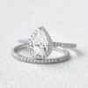 1.33 CT Pear Cut Moissanite Diamond Halo Engagement Ring Bridal Set