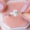 1.33 CT Oval Cut Pear Three Stone Moissanite Engagement Ring in 18K White Gold