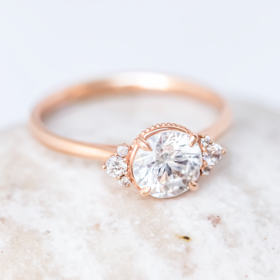 1.20 CT Round Cut Vintage Inspired Moissanite Engagement Ring in 14K Rose Gold