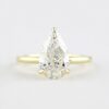 1.5 CT Pear  Cut Hidden Halo 3 Prongs Moissanite  Solitaire Engagement Ring in 14K Yellow Gold
