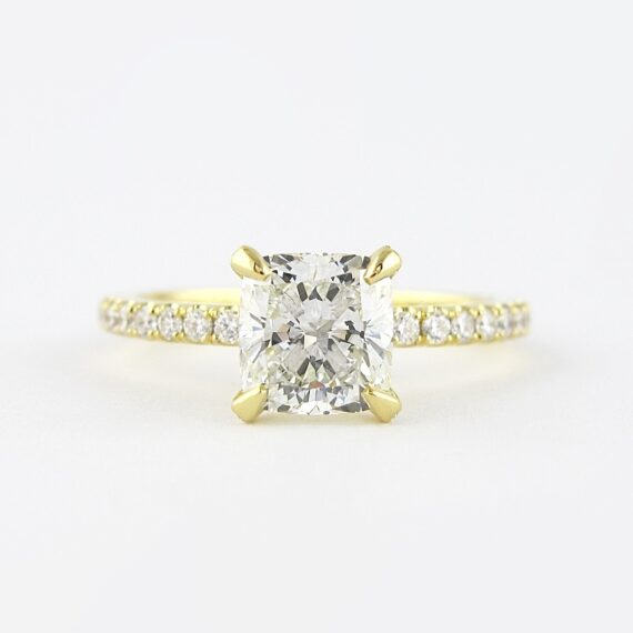 1.20 CT Cushion Cut Diamond Prong Setting Moissanite Engagement Ring in 14K Yellow Gold