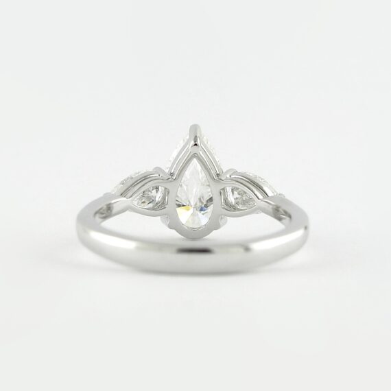 1.50 CT Pear Cut Moissanite Engagement Ring in 14K White Gold