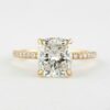 1.5  CT Cushion Cut  Hidden Halo 4 Prongs Moissanite Solitaire Engagement Ring in 18K RoseGold