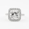2.15 CT Cushion Cut Halo Moissanite Engagement Ring in 14K White Gold