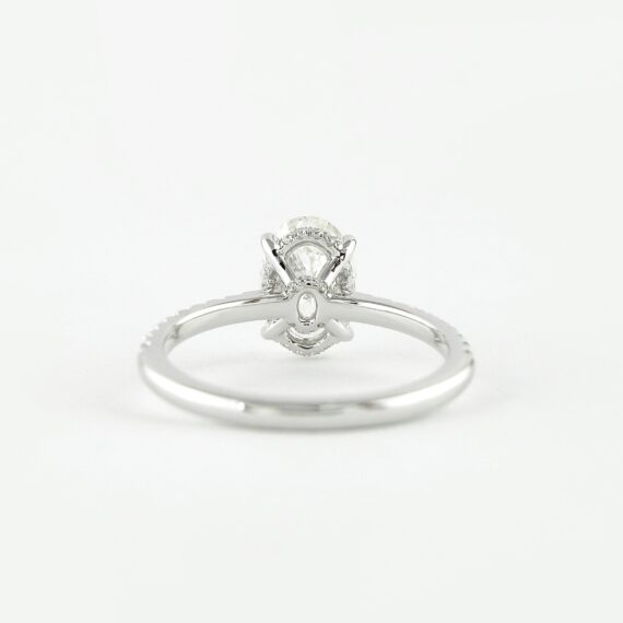 1.91 CT Oval Cut Hidden Halo 4 Prongs Moissanite  Solitaire Engagement Ring in 18K White Gold