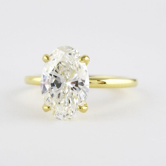1.33 CT Oval  Cut  4 Prongs Moissanite  Solitaire Engagement Ring in 18K Yellow  Gold