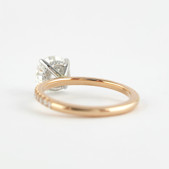 1.5 CT Round  Cut Hidden Halo 4 Prongs Moissanite  Solitaire Engagement Ring in 14K Rose  Gold