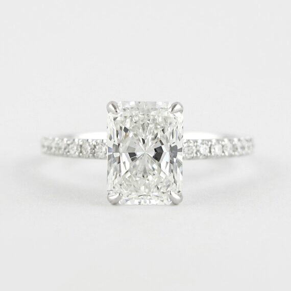 1.8  CT Radiant Cut  4 Prongs Moissanite Solitaire Engagement Ring in 18K White Gold