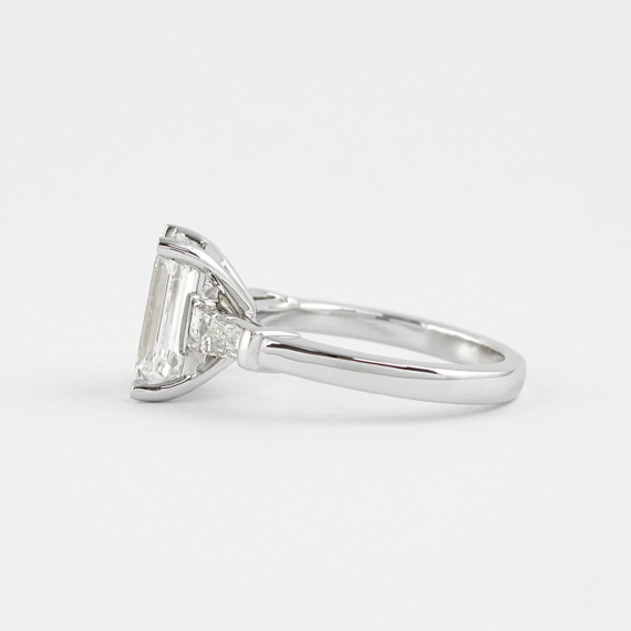 2.30 CT Emerald Cut Baguette Setting Moissanite Engagement Ring in 14K White Gold