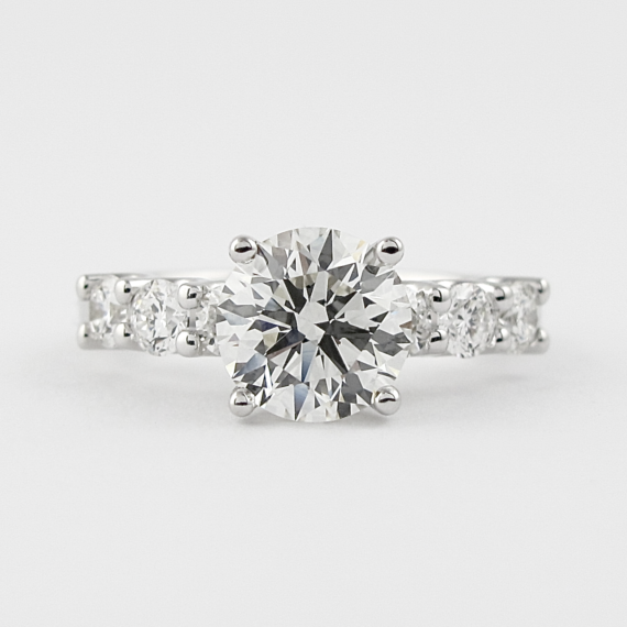 1.0 CT Round Cut Four Prong Moissanite Engagement Ring in 14K White Gold