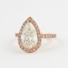 2.10 CT Pear Cut Moissanite Halo Engagement Ring in 14K Rose Gold