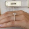 3.87CT Cushion Cut Solitaire Moissanite Claw Classic Hidden Halo Engagement Ring