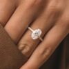 2.05 CT Oval Cut Hidden Halo Moissanite Engagement Ring in 14K White Gold