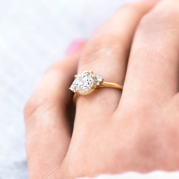 1.20 CT Round Cut Vintage Inspired Moissanite Engagement Ring in 14K Rose Gold