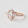 1.21 CT Oval Cut Moissanite Rose Gold Bridal Halo Engagement Ring