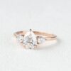 1.33 CT Pear Cut Solitaire Moissanite 5 Stone Engagement Ring