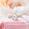 1.33 CT Pear Cut Moissanite Diamond Halo Engagement Ring Bridal Set