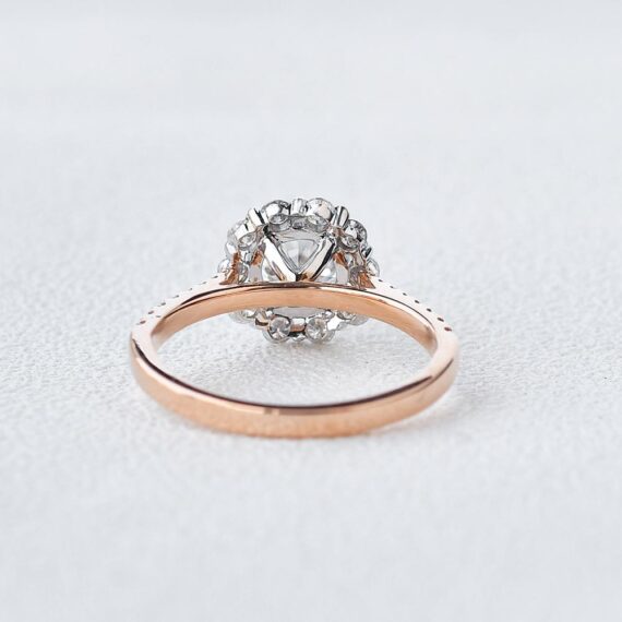 1.75 CT Round Brilliant Cut Moissanite 2 Tone Bridal Halo Engagement Ring