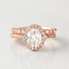 1.33 CT Oval Cut Modern Classic Halo Moissanite Engagement Ring in 14K Rose Gold