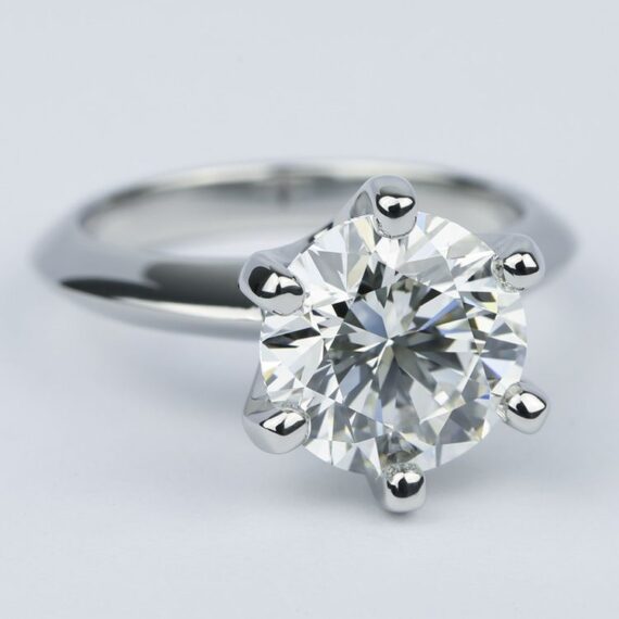 2.43 CT Round Brilliant Cut Moissanite Classic 6 Prong Engagement Ring