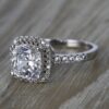 2.04 CT Cushion Cut Solitaire Moissanite Classic Halo Engagement Ring