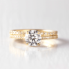 1.0 CT Round Cut Yellow Gold Pave Setting Moissanite Engagement Ring in 18K Yellow Gold