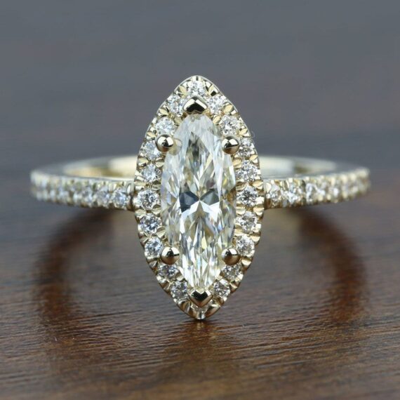 1.62CT Marquise Cut Moissanite Classic Halo Engagement Ring