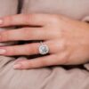 4.12 CT Cushion Cut Solitaire Moissanite Classic Halo Engagement Ring