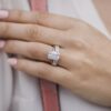 3.79 CT Emerald-Cut Moissanite Hidden Halo Engagement Ring